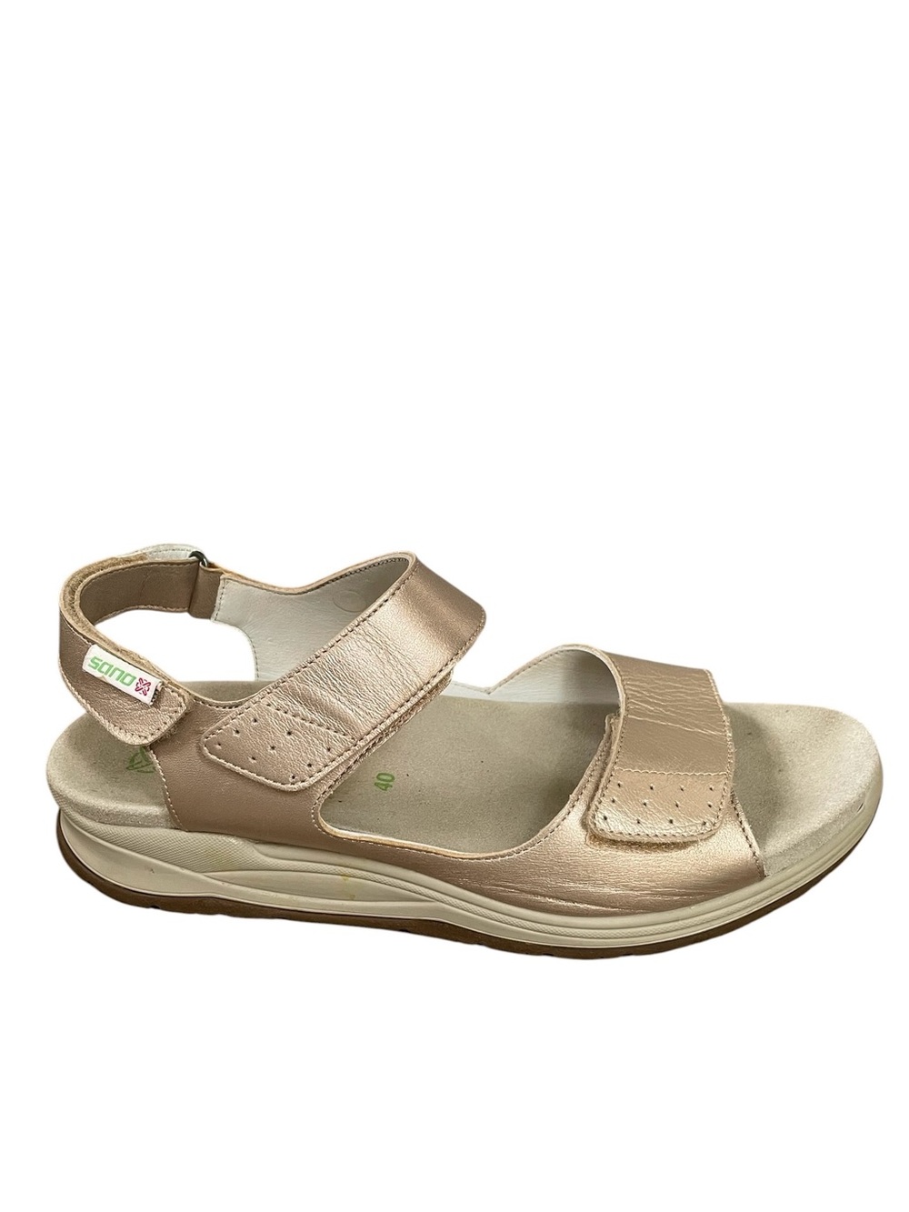 Sano by Mephisto Norine Platinum Metallic Leather Sandals Rocker Sole 40 / 10